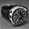 Zeno 6528-THD-A1 Men's 'Pilot Bullhead' Chrono Limited Edition Black Dial Black/White Rubber Strap Automatic Watch