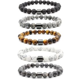 Healing Magnetic Tiger Eye Lava Natural Stone Bead Bracelet For Men And Women (Material: Howlite)