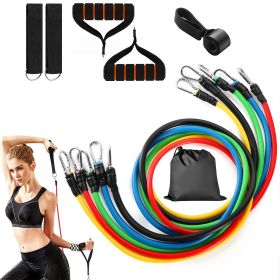 11Pcs Resistance Bands Set Fitness Workout Tubes Exercise Tube Bands Up to 100lbs (Color: Multi-Color)