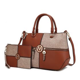 MKF Collection Maji Vegan Leather Women Satchel with Wristlet by Mia K (Material: Vegan Leather, Color: Cognac)