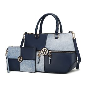 MKF Collection Maji Vegan Leather Women Satchel with Wristlet by Mia K (Material: Vegan Leather, Color: Blue)
