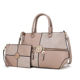 MKF Collection Maji Vegan Leather Women Satchel with Wristlet by Mia K (Material: Vegan Leather, Color: Taupe)
